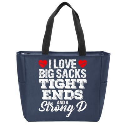 I Love Big Sacks Tight Ends And A Strong D Funny Vintag Zip Tote Bag