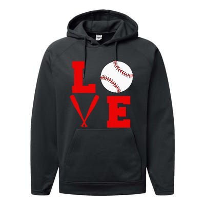 I Love Baseball Performance Fleece Hoodie