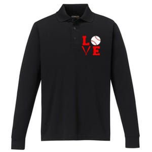 I Love Baseball Performance Long Sleeve Polo