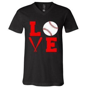 I Love Baseball V-Neck T-Shirt