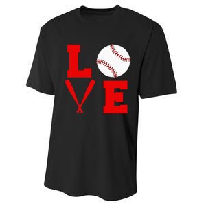 I Love Baseball Performance Sprint T-Shirt