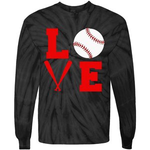 I Love Baseball Tie-Dye Long Sleeve Shirt