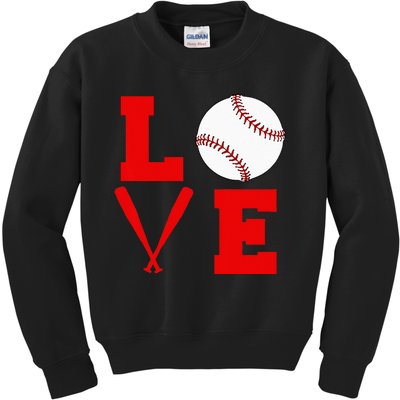 I Love Baseball Kids Sweatshirt