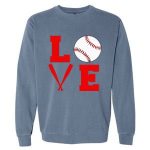 I Love Baseball Garment-Dyed Sweatshirt