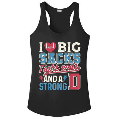 I Love Big Sacks Tight Ends And A Strong D Funny Ladies PosiCharge Competitor Racerback Tank