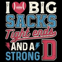 I Love Big Sacks Tight Ends And A Strong D Funny Pom Pom 12in Knit Beanie
