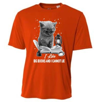 I Like Big Books And I Cannot Lie Cat Reading A Book Bookish Cute Gift Cooling Performance Crew T-Shirt