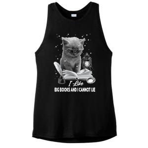 I Like Big Books And I Cannot Lie Cat Reading A Book Bookish Cute Gift Ladies PosiCharge Tri-Blend Wicking Tank