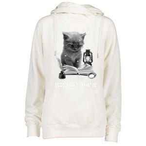 I Like Big Books And I Cannot Lie Cat Reading A Book Bookish Cute Gift Womens Funnel Neck Pullover Hood