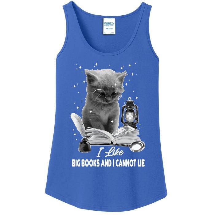 I Like Big Books And I Cannot Lie Cat Reading A Book Bookish Cute Gift Ladies Essential Tank