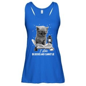 I Like Big Books And I Cannot Lie Cat Reading A Book Bookish Cute Gift Ladies Essential Flowy Tank