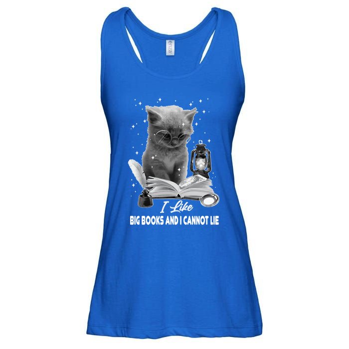 I Like Big Books And I Cannot Lie Cat Reading A Book Bookish Cute Gift Ladies Essential Flowy Tank