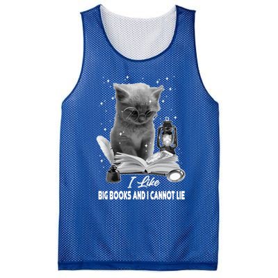 I Like Big Books And I Cannot Lie Cat Reading A Book Bookish Cute Gift Mesh Reversible Basketball Jersey Tank