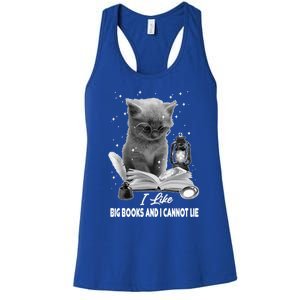 I Like Big Books And I Cannot Lie Cat Reading A Book Bookish Cute Gift Women's Racerback Tank