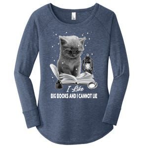 I Like Big Books And I Cannot Lie Cat Reading A Book Bookish Cute Gift Women's Perfect Tri Tunic Long Sleeve Shirt