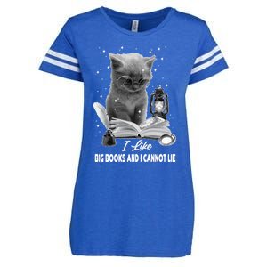 I Like Big Books And I Cannot Lie Cat Reading A Book Bookish Cute Gift Enza Ladies Jersey Football T-Shirt