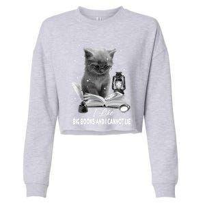 I Like Big Books And I Cannot Lie Cat Reading A Book Bookish Cute Gift Cropped Pullover Crew