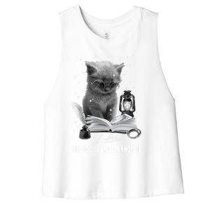 I Like Big Books And I Cannot Lie Cat Reading A Book Bookish Cute Gift Women's Racerback Cropped Tank