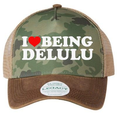 I Love Being Delulu I Heart Being Delulu Red Heart Delulu Legacy Tie Dye Trucker Hat