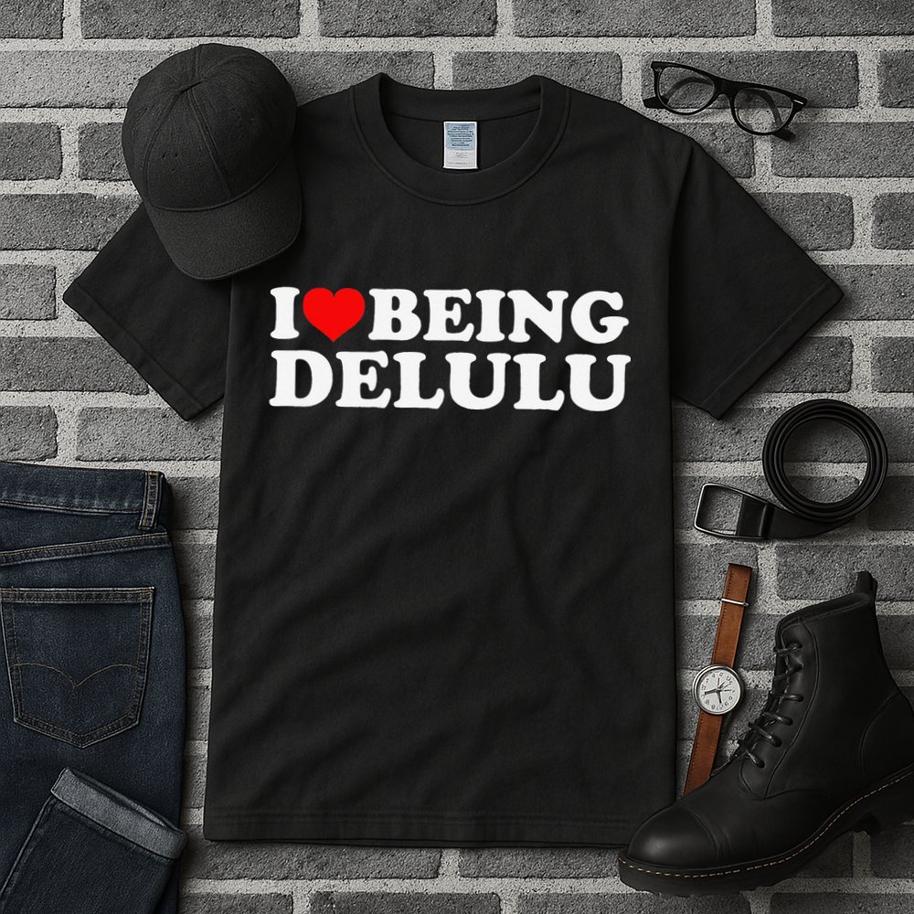 I Love Being Delulu I Heart Being Delulu Red Heart Delulu Tall T-Shirt