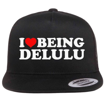 I Love Being Delulu I Heart Being Delulu Red Heart Delulu Flatbill Hat