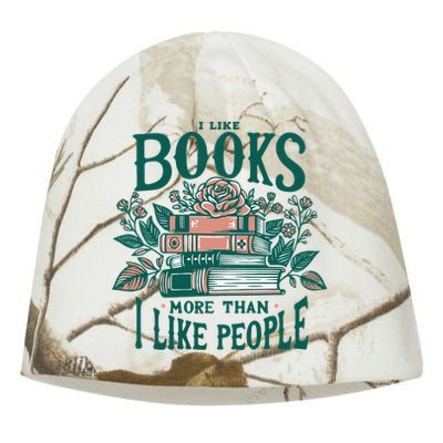 I Like Books More Than People Reading Teacher Book Nerds Kati - Camo Knit Beanie