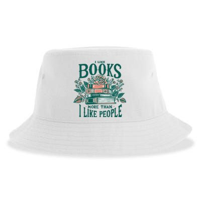 I Like Books More Than People Reading Teacher Book Nerds Sustainable Bucket Hat