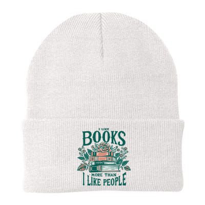 I Like Books More Than People Reading Teacher Book Nerds Knit Cap Winter Beanie