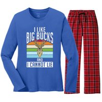 I Like Big Bucks And I Cannot Lie Funny Deer Hunting Gift Women's Long Sleeve Flannel Pajama Set 