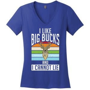 I Like Big Bucks And I Cannot Lie Funny Deer Hunting Gift Women's V-Neck T-Shirt