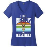 I Like Big Bucks And I Cannot Lie Funny Deer Hunting Gift Women's V-Neck T-Shirt