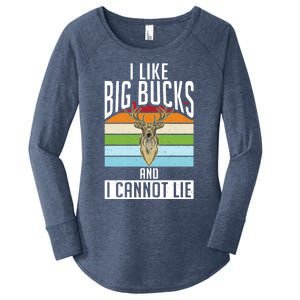 I Like Big Bucks And I Cannot Lie Funny Deer Hunting Gift Women's Perfect Tri Tunic Long Sleeve Shirt