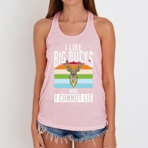 I Like Big Bucks And I Cannot Lie Funny Deer Hunting Gift Women's Knotted Racerback Tank