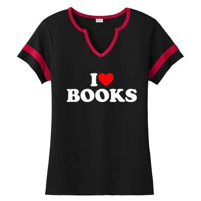 I Love Books Ladies Halftime Notch Neck Tee