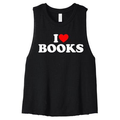 I Love Books Women's Racerback Cropped Tank