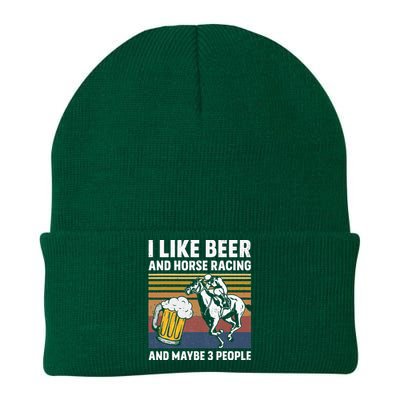 I Like Beer And Horse Racing And Maybe 3 People Vintage Knit Cap Winter Beanie