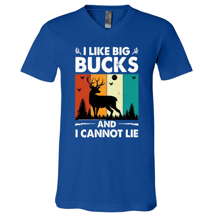 I Like Big Bucks And I Cannot Lie Hunting Gift V-Neck T-Shirt