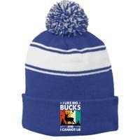 I Like Big Bucks And I Cannot Lie Hunting Gift Stripe Pom Pom Beanie