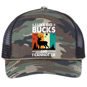 I Like Big Bucks And I Cannot Lie Hunting Gift Retro Rope Trucker Hat Cap