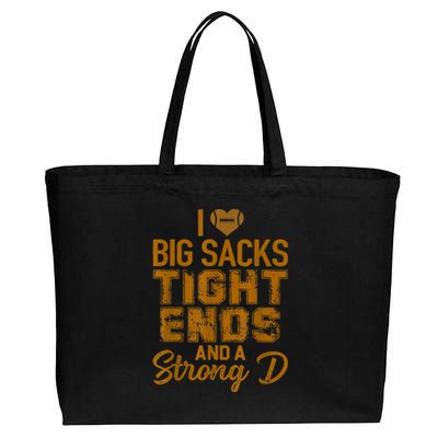 I Love Big Sacks Tight Ends And Strong D Funny Football Cotton Canvas Jumbo Tote