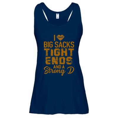 I Love Big Sacks Tight Ends And Strong D Funny Football Ladies Essential Flowy Tank