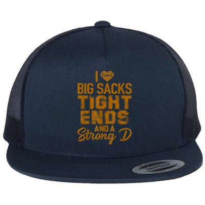 I Love Big Sacks Tight Ends And Strong D Funny Football Flat Bill Trucker Hat