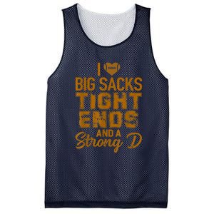 I Love Big Sacks Tight Ends And Strong D Funny Football Mesh Reversible Basketball Jersey Tank