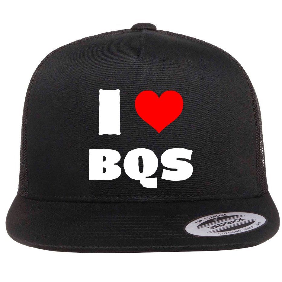 I Love Bqs Flat Bill Trucker Hat