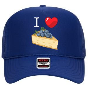 I Love Blueberry Cheesecake Lover Heart Cute Gift High Crown Mesh Back Trucker Hat