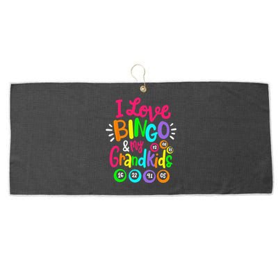 I Love Bingo And My Grand Funny Bingo Player Large Microfiber Waffle Golf Towel