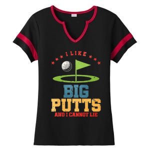 I Like Big Putts And I Cannot Lie Funny Golf Player Ladies Halftime Notch Neck Tee