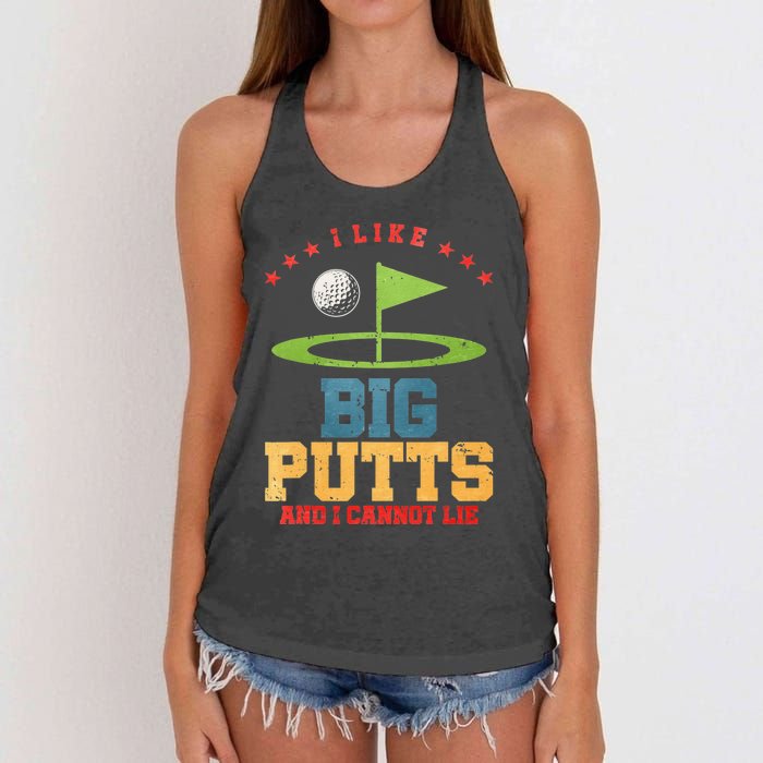 I Like Big Putts And I Cannot Lie Funny Golf Player Women's Knotted Racerback Tank