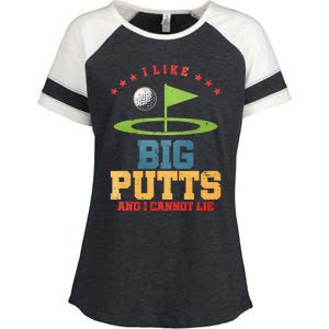 I Like Big Putts And I Cannot Lie Funny Golf Player Enza Ladies Jersey Colorblock Tee