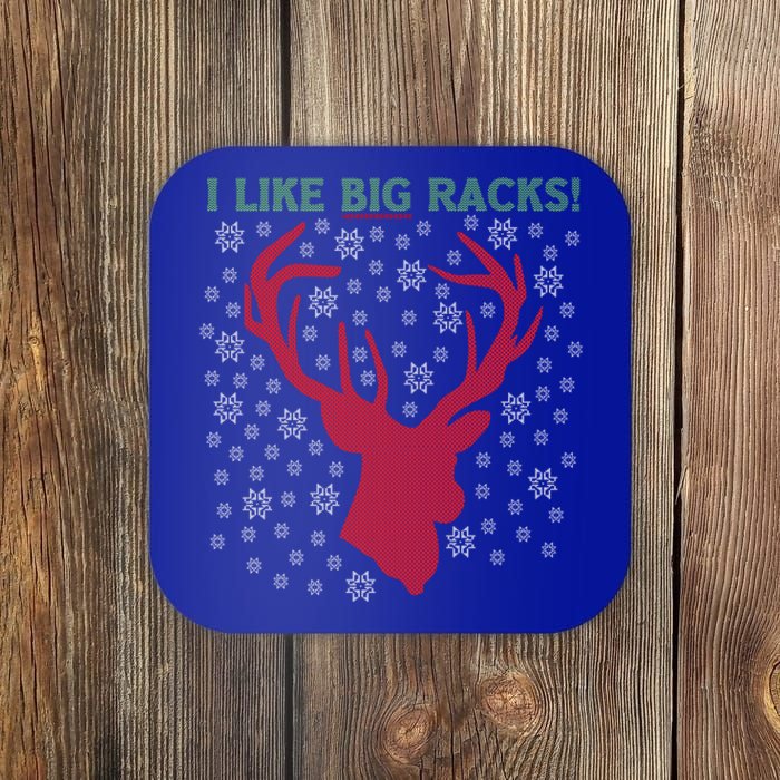 I Like Big Racks And I Can Not Lie Reindeer Ugly Christmas Gift Coaster